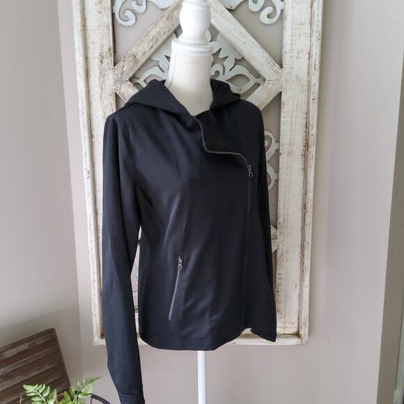 Xersion Women's Motto Bomber Hooded Jacket in Black Size Medium - Picture 1 of 8